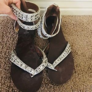 Bakers Silver sequined gladiator sandals